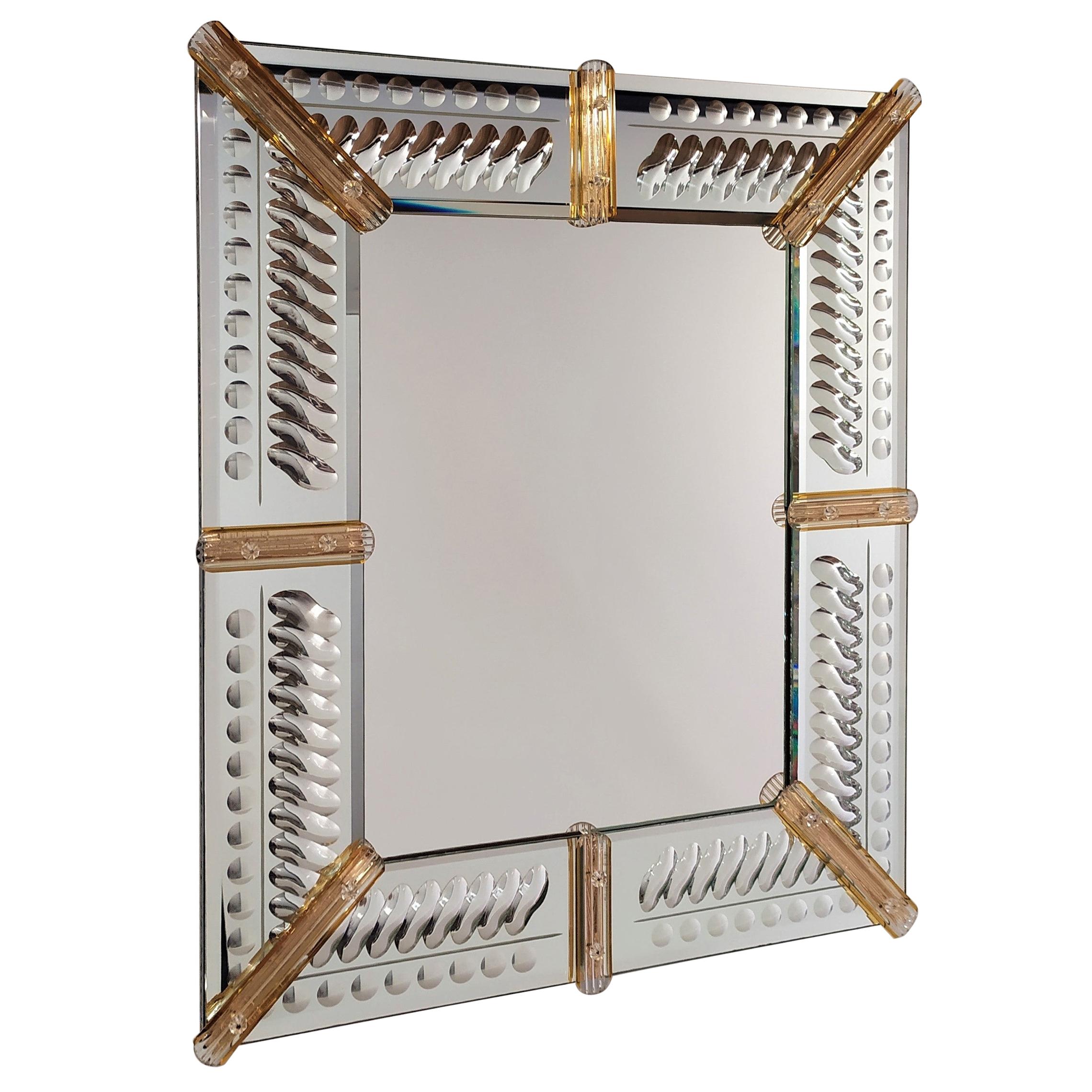 Contemporary Murano Glass Mirror, in Gold Glass by Fratelli Tosi Hand-Crafted