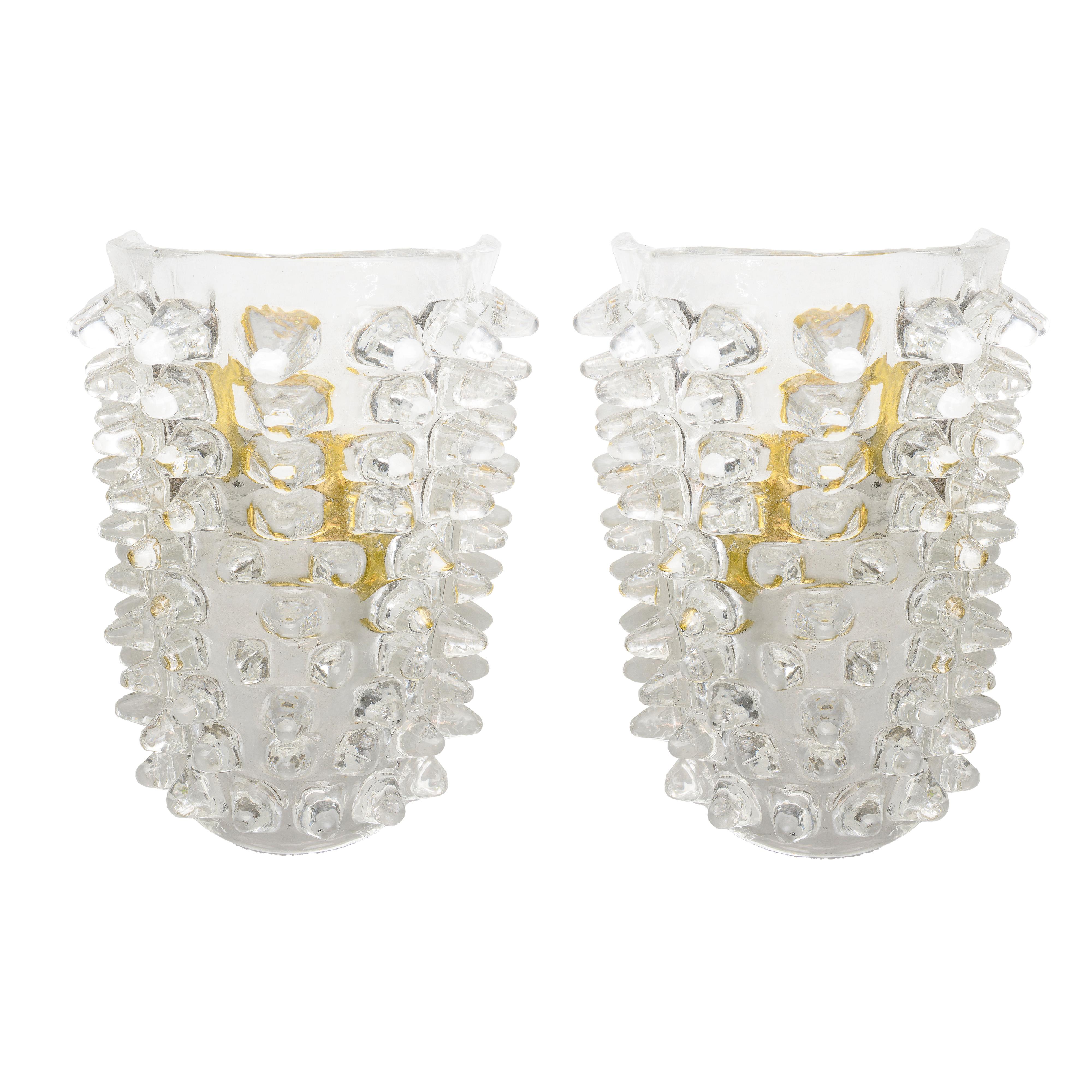 Contemporary Murano glass sconces in the manner of Barovier Toso. Set of 2. Can be made to order.