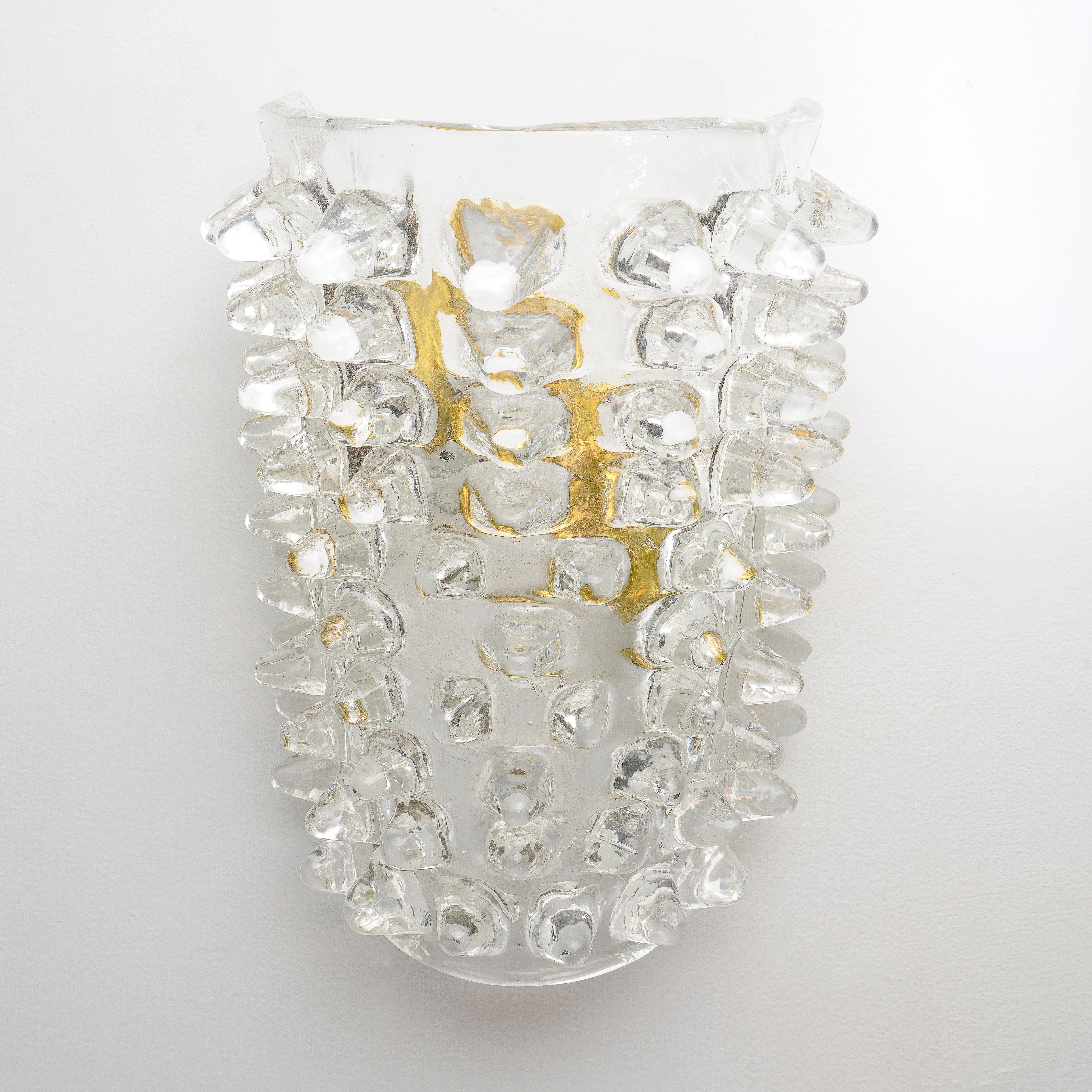 Modern Contemporary Murano Glass Sconces in the Manner of Barovier Toso For Sale