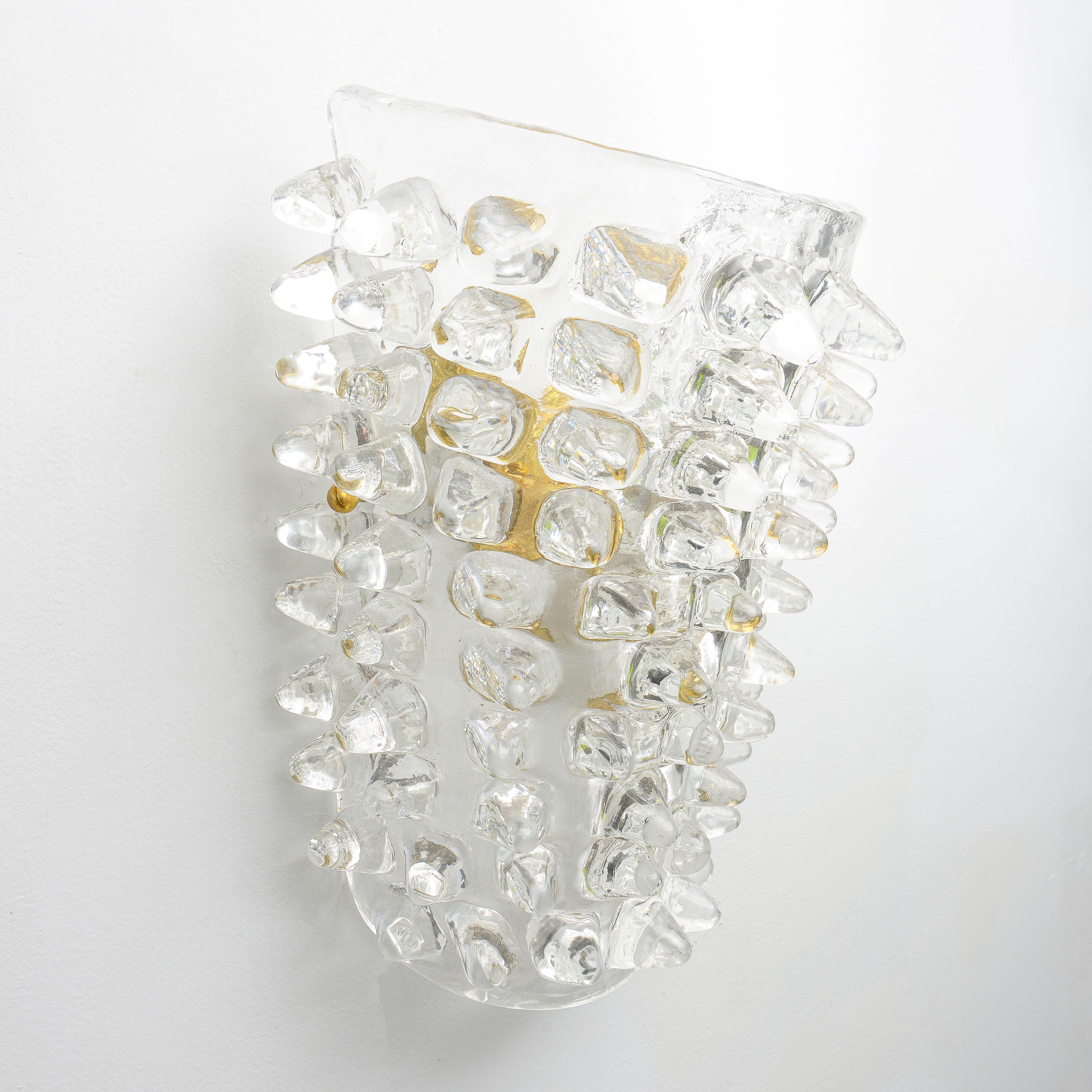 Italian Contemporary Murano Glass Sconces in the Manner of Barovier Toso For Sale