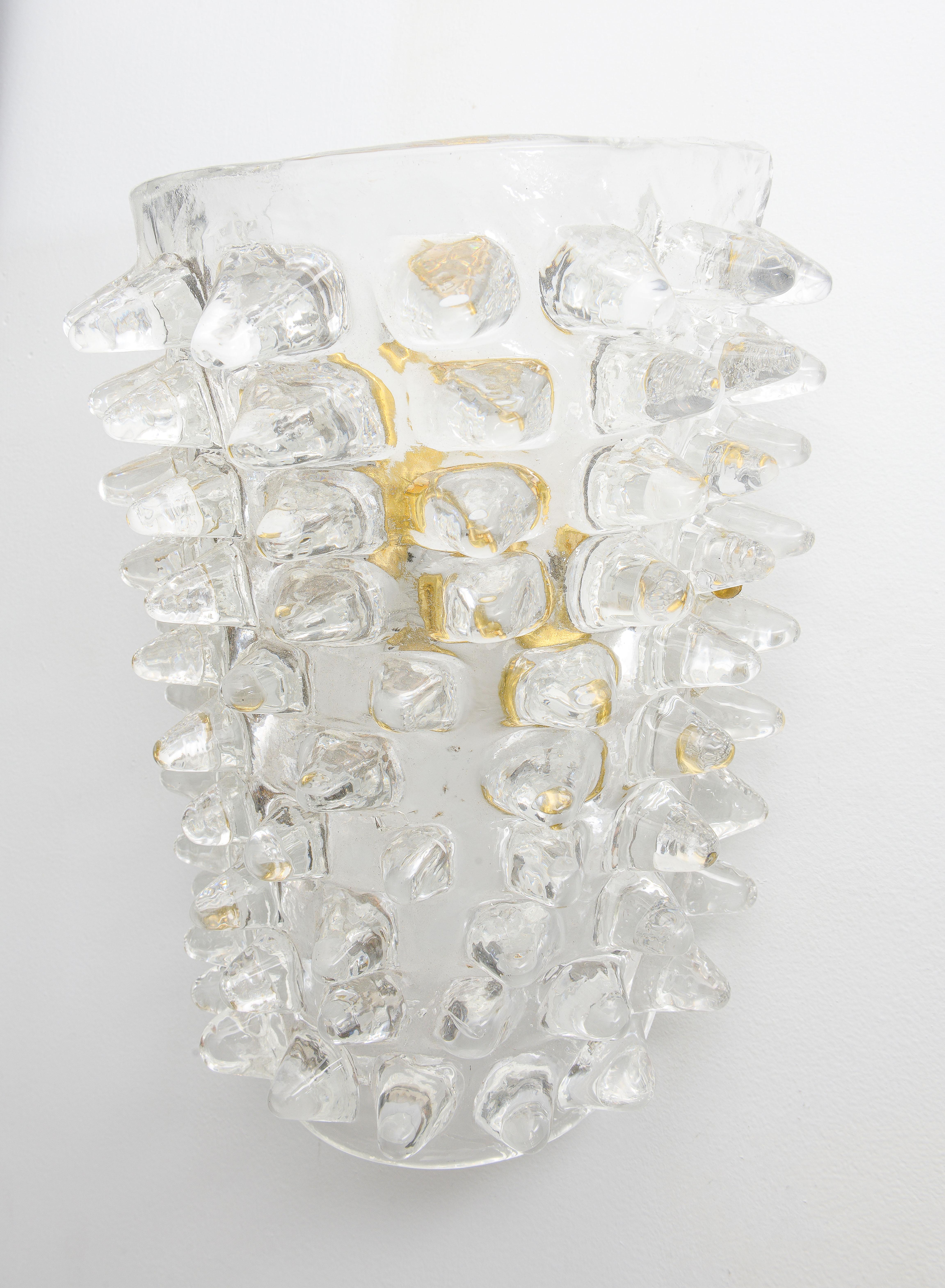 Contemporary Murano Glass Sconces in the Manner of Barovier Toso In New Condition For Sale In New York, NY