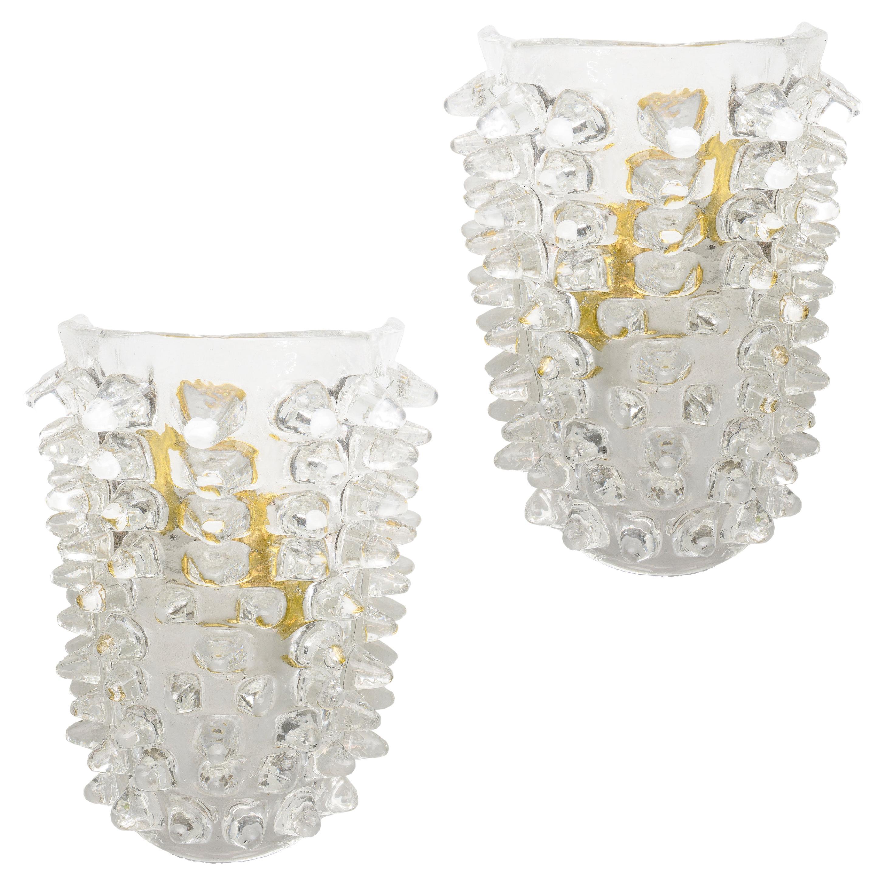Contemporary Murano Glass Sconces in the Manner of Barovier Toso For Sale