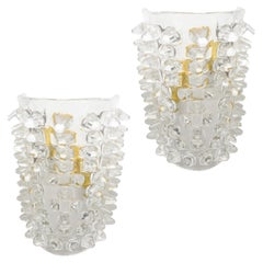 Contemporary Murano Glass Sconces in the Manner of Barovier Toso