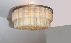 Contemporary Circular Murano Glass Two-Tier Flush Mount Chandelier, in stock