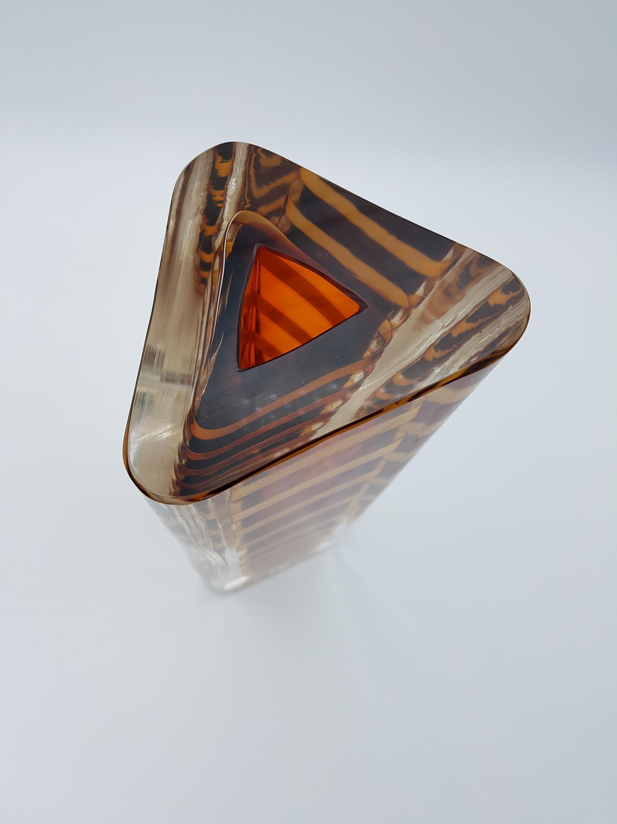 Contemporary Murano Glass Vase by Cenedese, Amber and Yellow Color, late 1990s For Sale 1