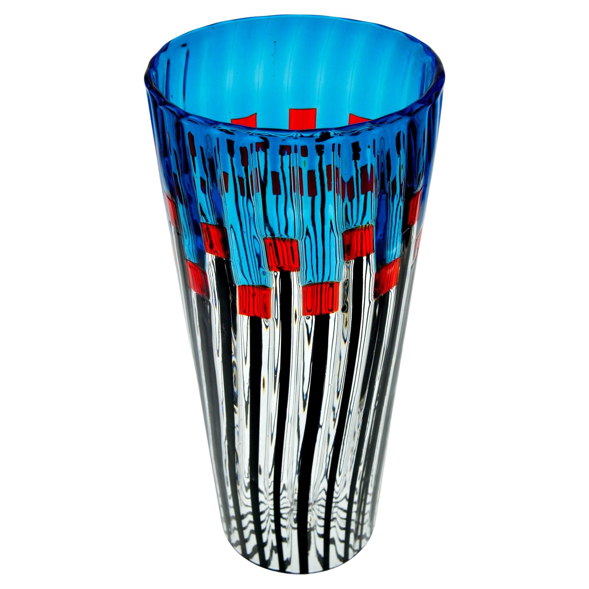 Contemporary Murano glass vase, Model: Mille Papaveri Rossi For Sale