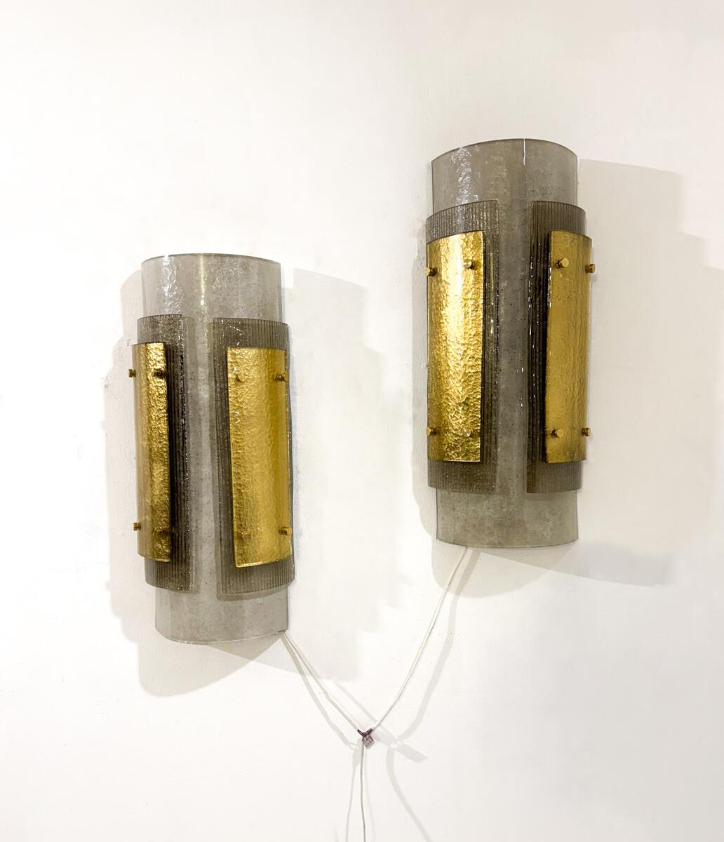 Other Contemporary Murano Wall Lights, Smoked Glass, Italy For Sale