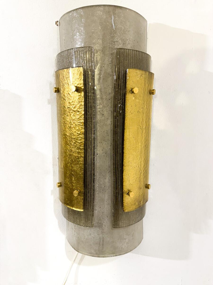 Italian Contemporary Murano Wall Lights, Smoked Glass, Italy For Sale