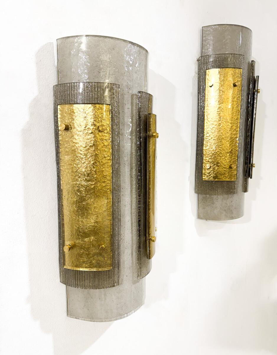 Contemporary Murano Wall Lights, Smoked Glass, Italy In Good Condition For Sale In Brussels, BE