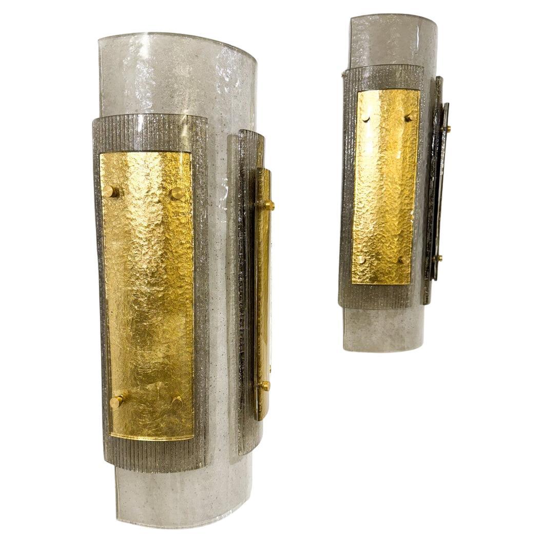 Contemporary Murano Wall Lights, Smoked Glass, Italy For Sale