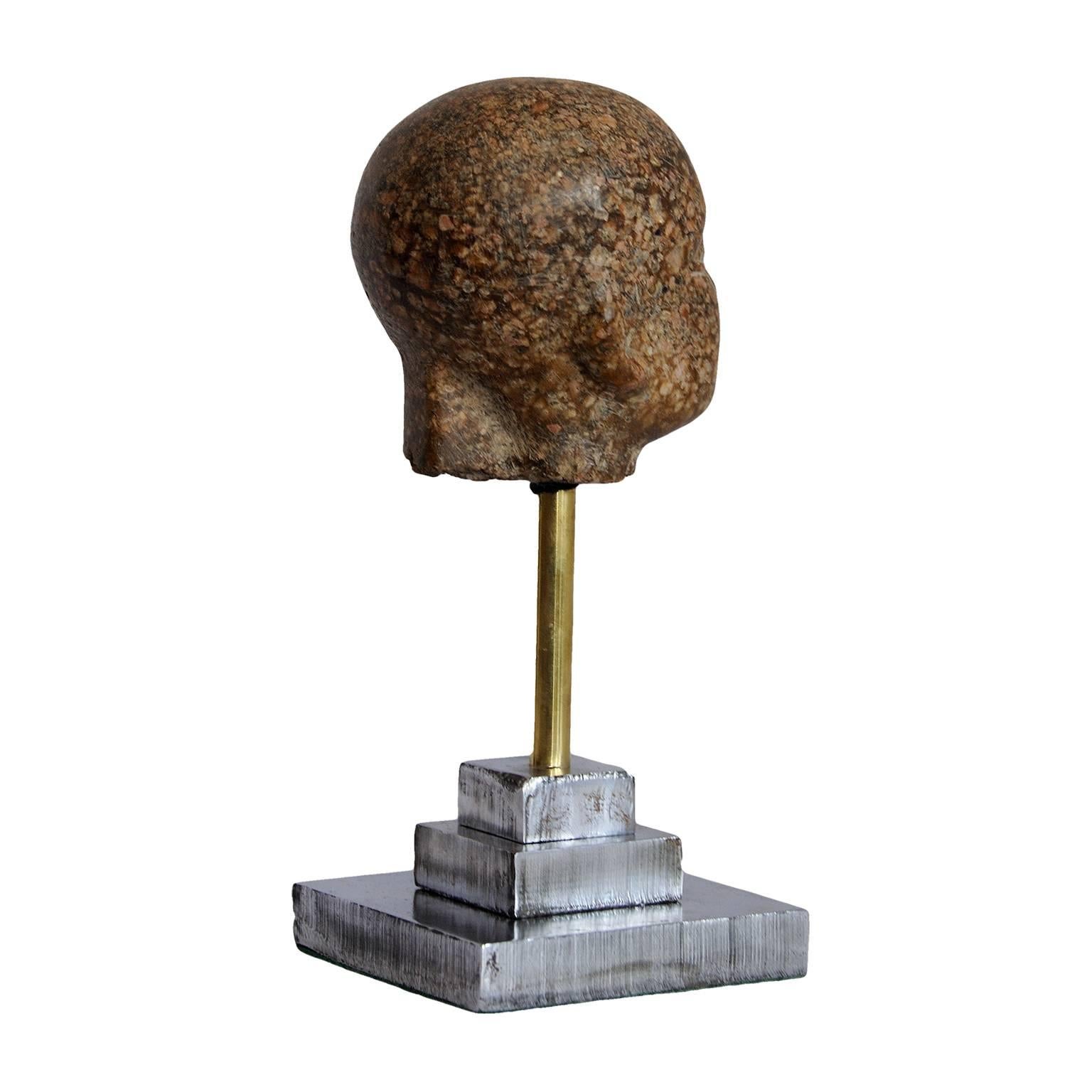 English Contemporary Museum Copy Porphyry Head on Stepped Cut Steel Base For Sale