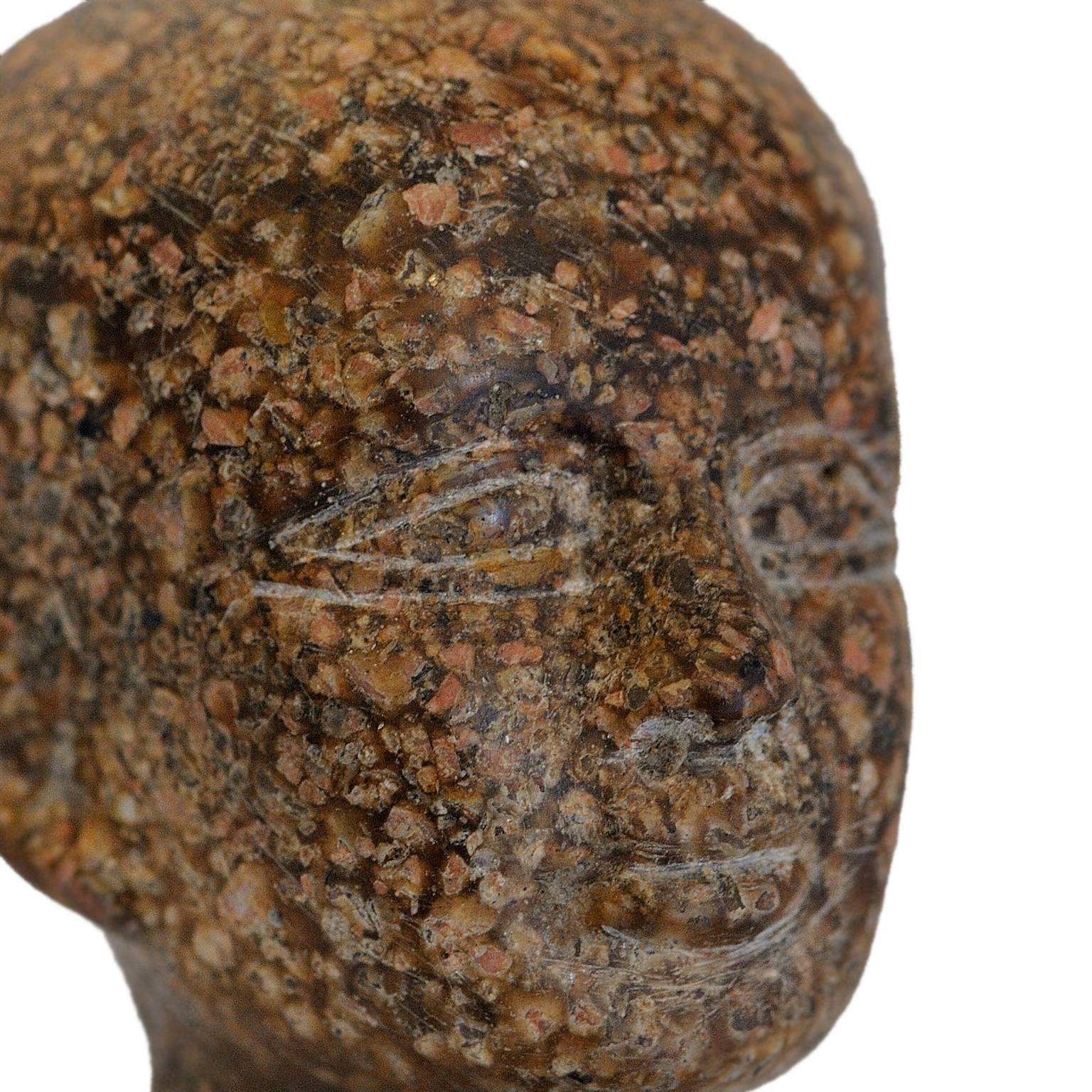 Polished Contemporary Museum Copy Porphyry Head on Stepped Cut Steel Base For Sale