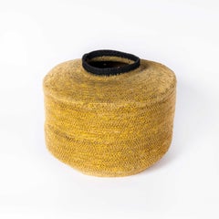 Contemporary Mustard Wide Drum Basket - Water Hyacinth