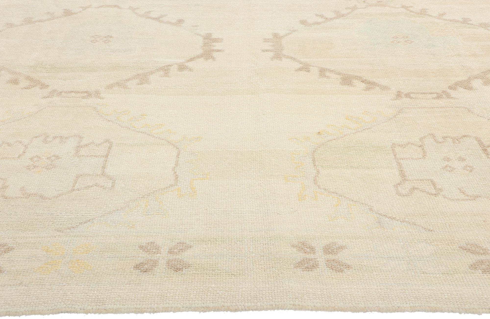 Hand-Knotted Contemporary Muted Earth-Tone Vintage Turkish Kars Oushak Rug, 08'11 x 12'08 For Sale