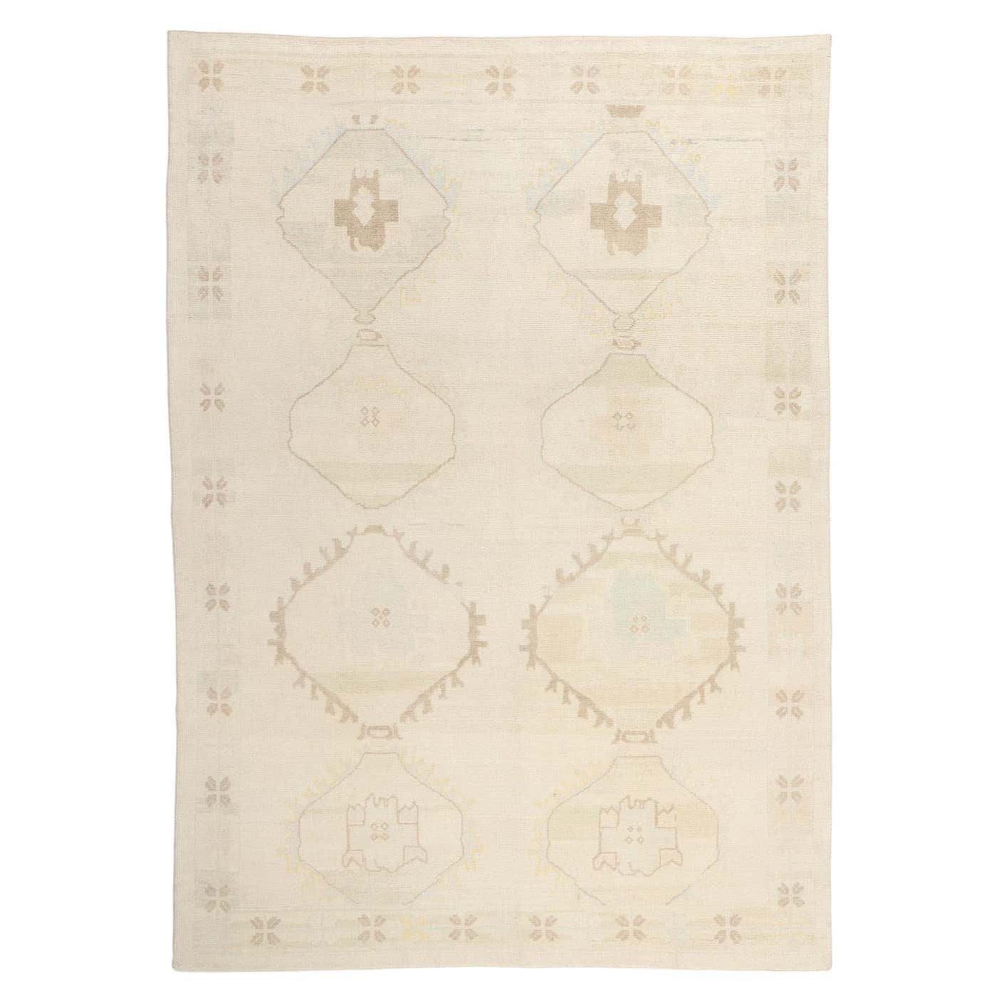 Contemporary Muted Earth-Tone Vintage Turkish Kars Oushak Rug, 08'11 x ...