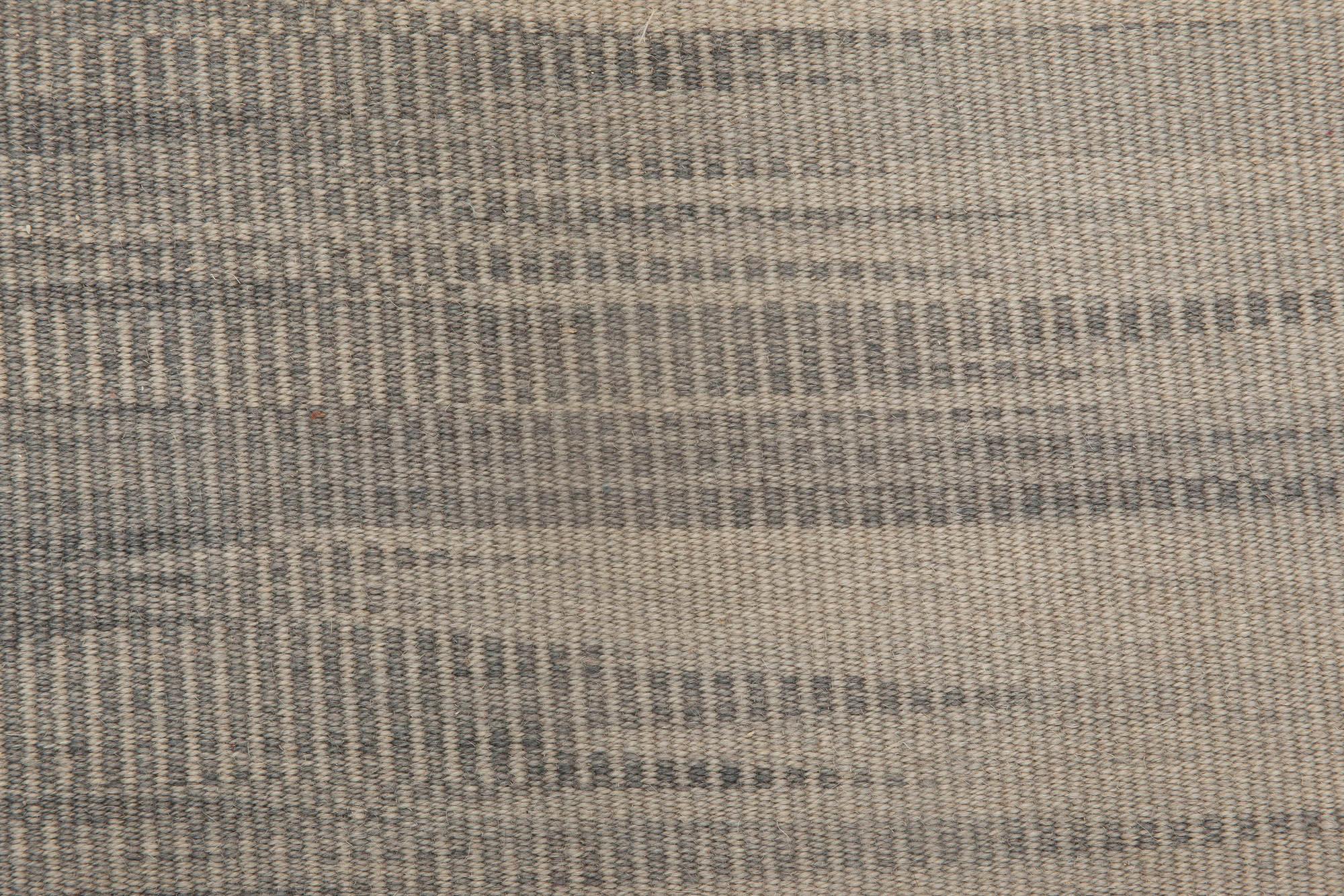 Hand-Woven Contemporary Muted Silver, Blue Flat-Weave Wool Rug by Doris Leslie Blau For Sale