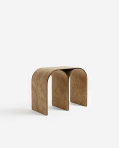 Contemporary Nabuck Arch Stool in Steel and Leather by Pietro Franceschini