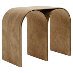 Contemporary Nabuck Arch Stool in Steel and Leather by Pietro Franceschini