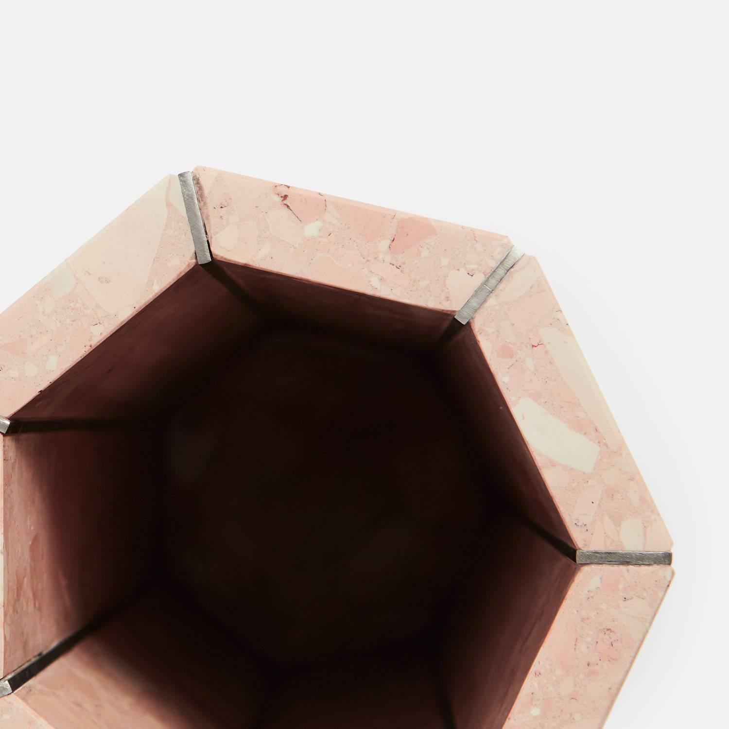 Modern Contemporary Narcissus Heptagon Vase in Pink Rosa Perlino Terrazzo For Sale