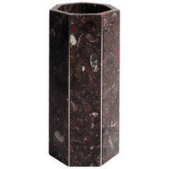 Contemporary Narcissus Heptagon Vase in Red Rosso Levanto Terrazzo