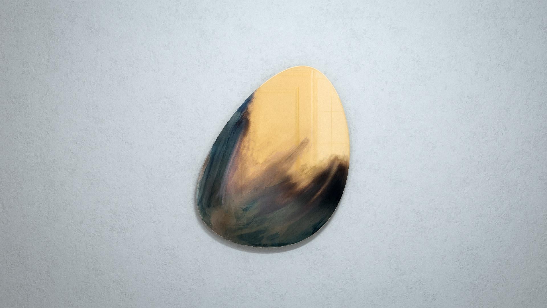 Contemporary Narcissus mirror with textured brass by Arthur Vallin For Sale 1