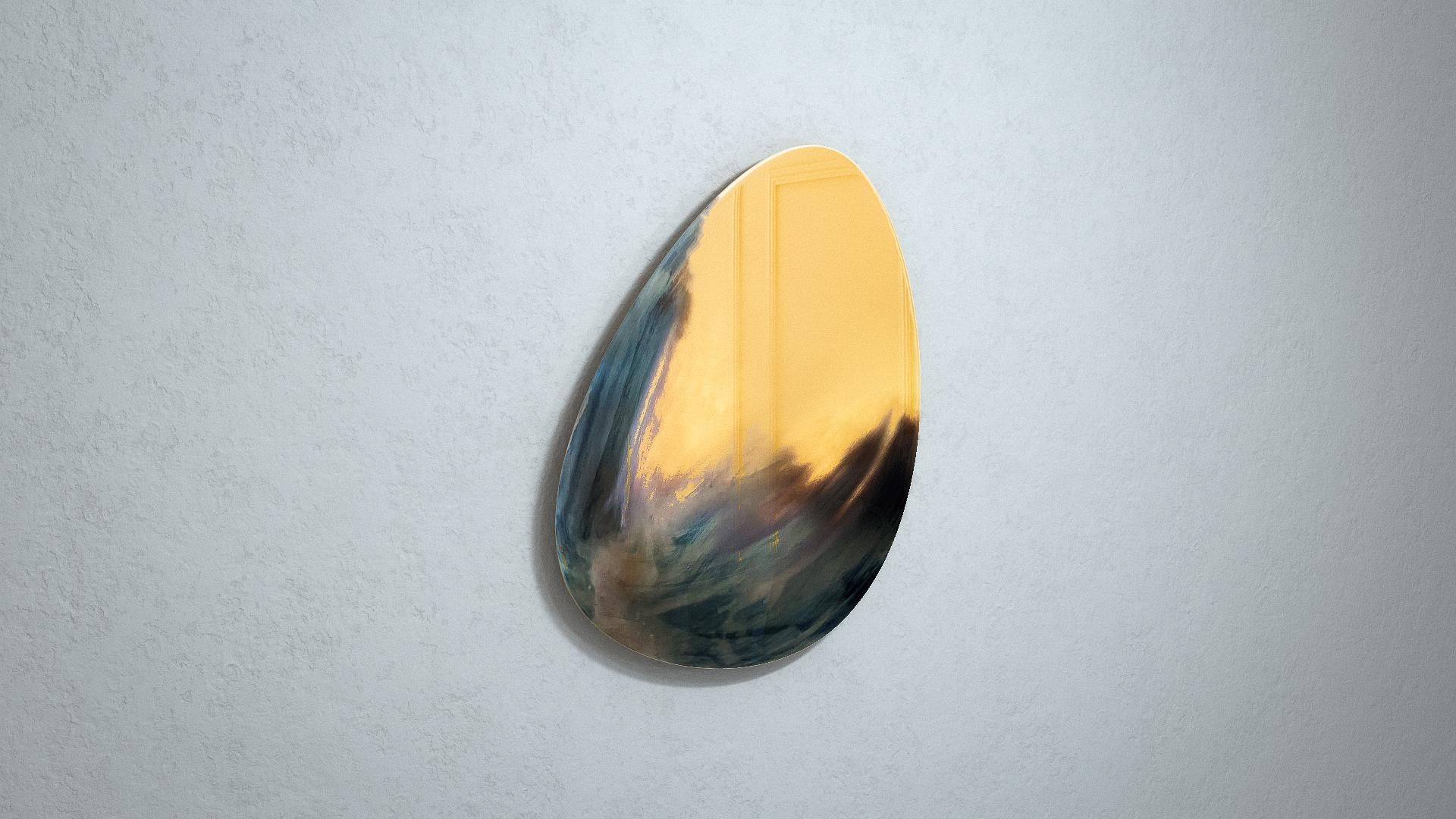 Contemporary Narcissus mirror with textured brass by Arthur Vallin For Sale 2