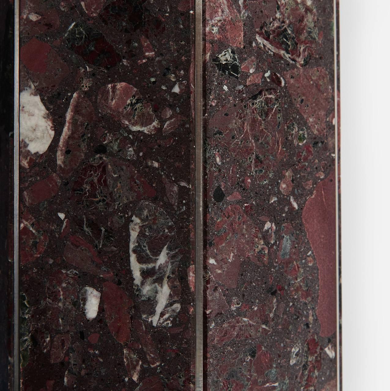 Contemporary Narcissus Pentagon Vase Red Rosso Levanto Terrazzo and Smoked Glass In New Condition In London, GB