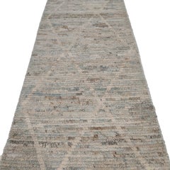 Contemporary Narrow Moroccan Style Aqua Blue Runner Rug 2 x 10 feet