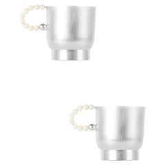 Contemporánea Natalia Criado Taza de té con perlas de cuarzo blanco plateado
