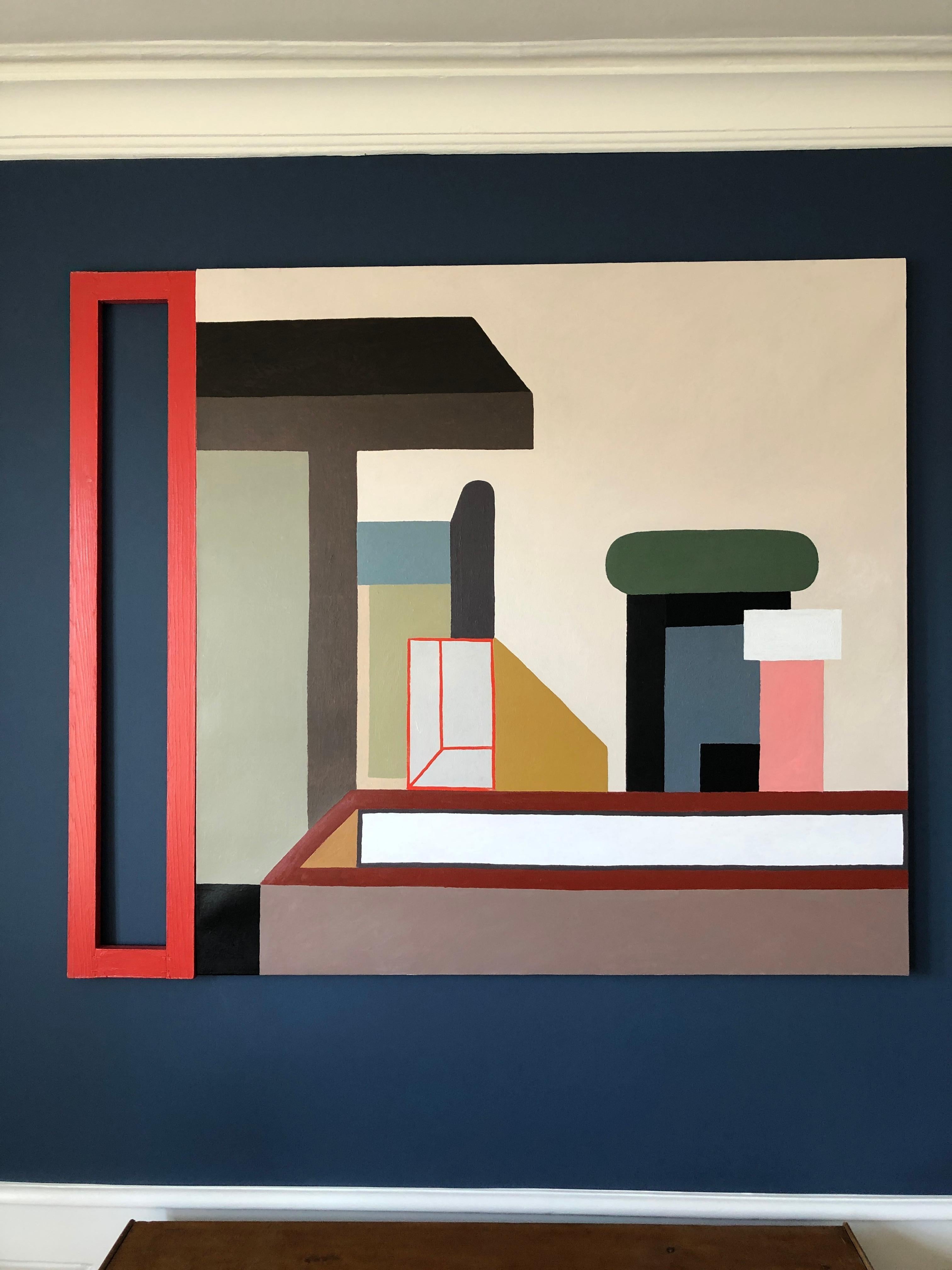 Italian Contemporary Nathalie Du Pasquier Oil on Canvas with Painted Wood, Italy, 2017