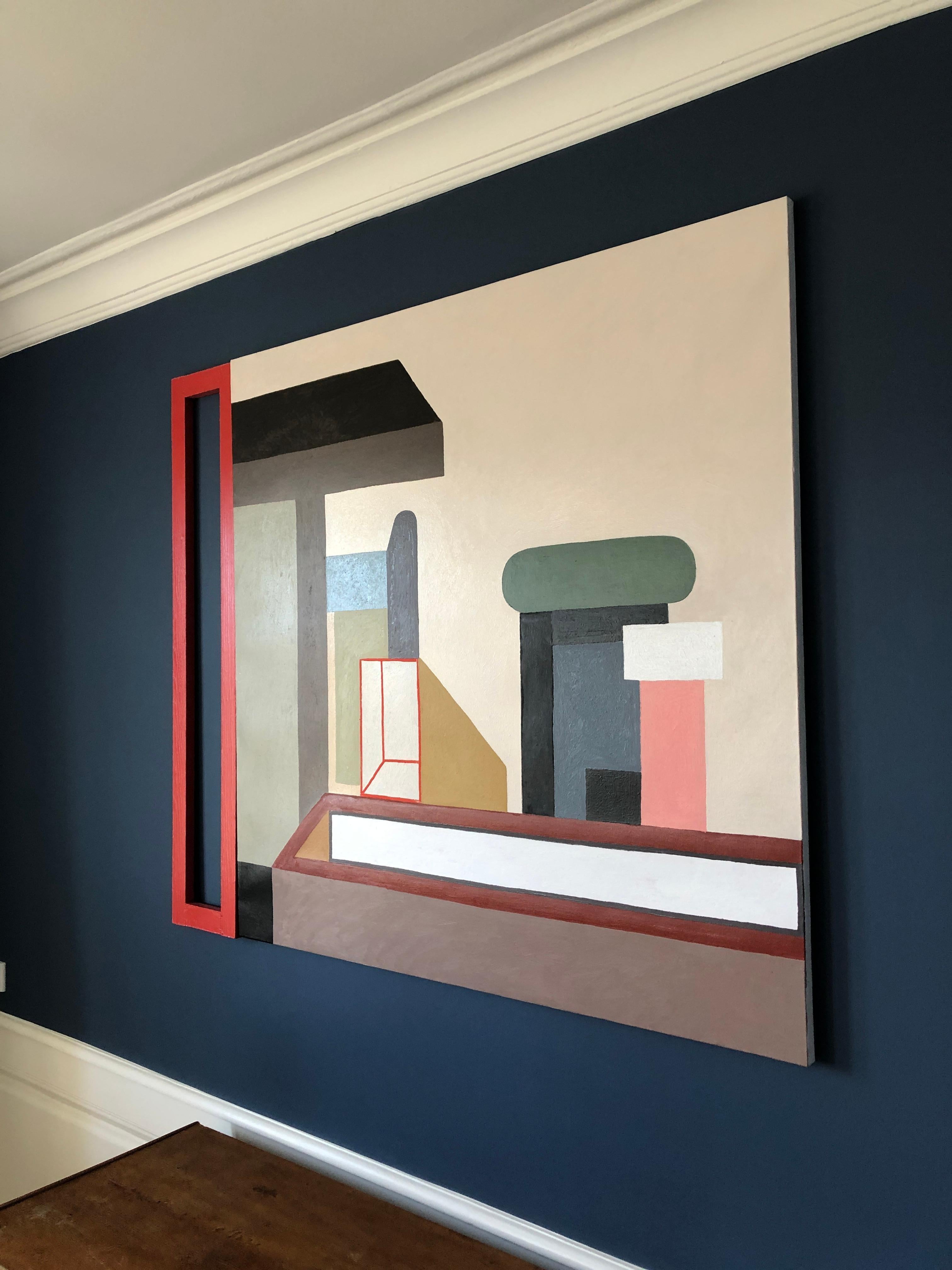 Italian Contemporary Nathalie du Pasquier Oil on Canvas with Painted Wood, Italy, 2017