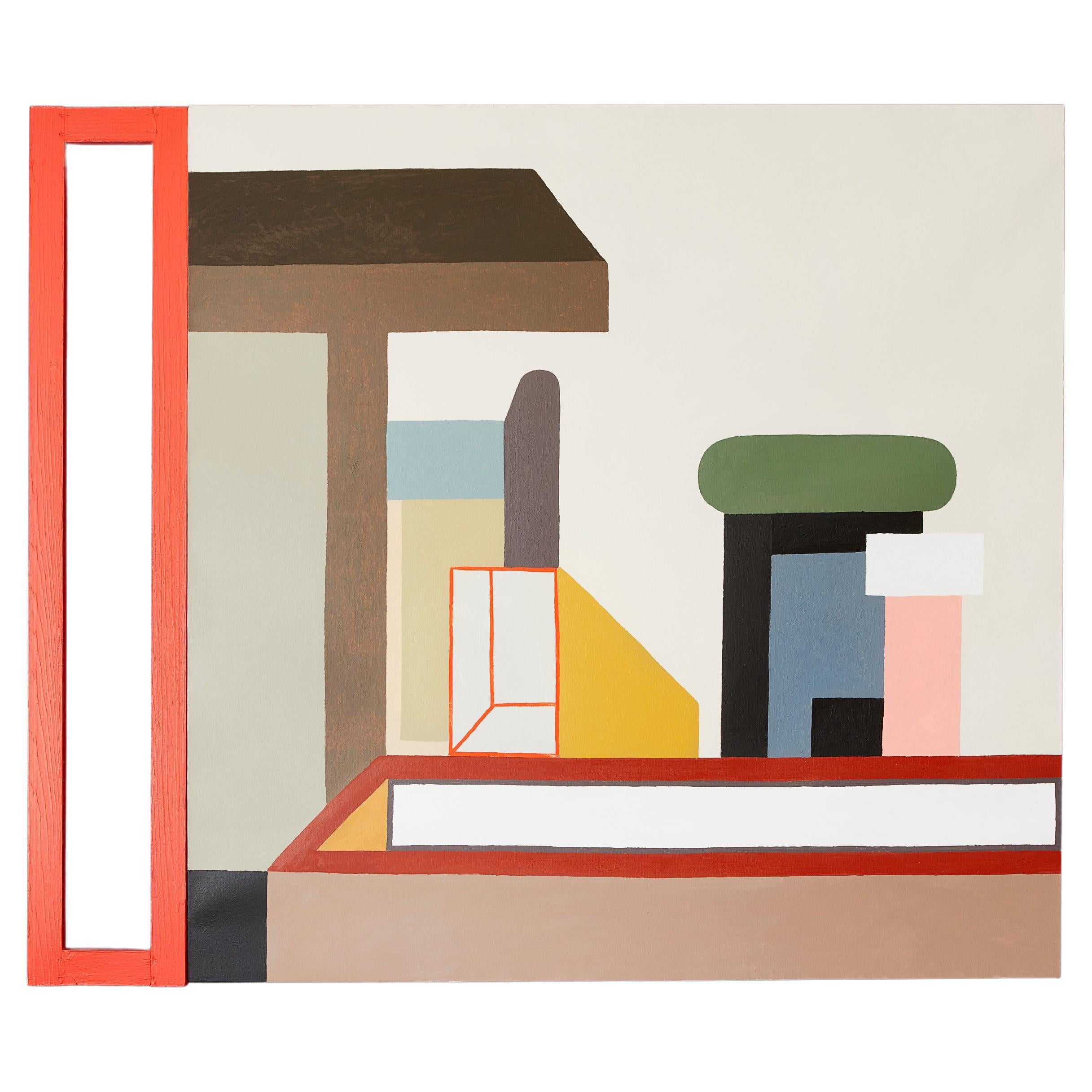 Contemporary Nathalie du Pasquier Oil on Canvas with Painted Wood, Italy, 2017