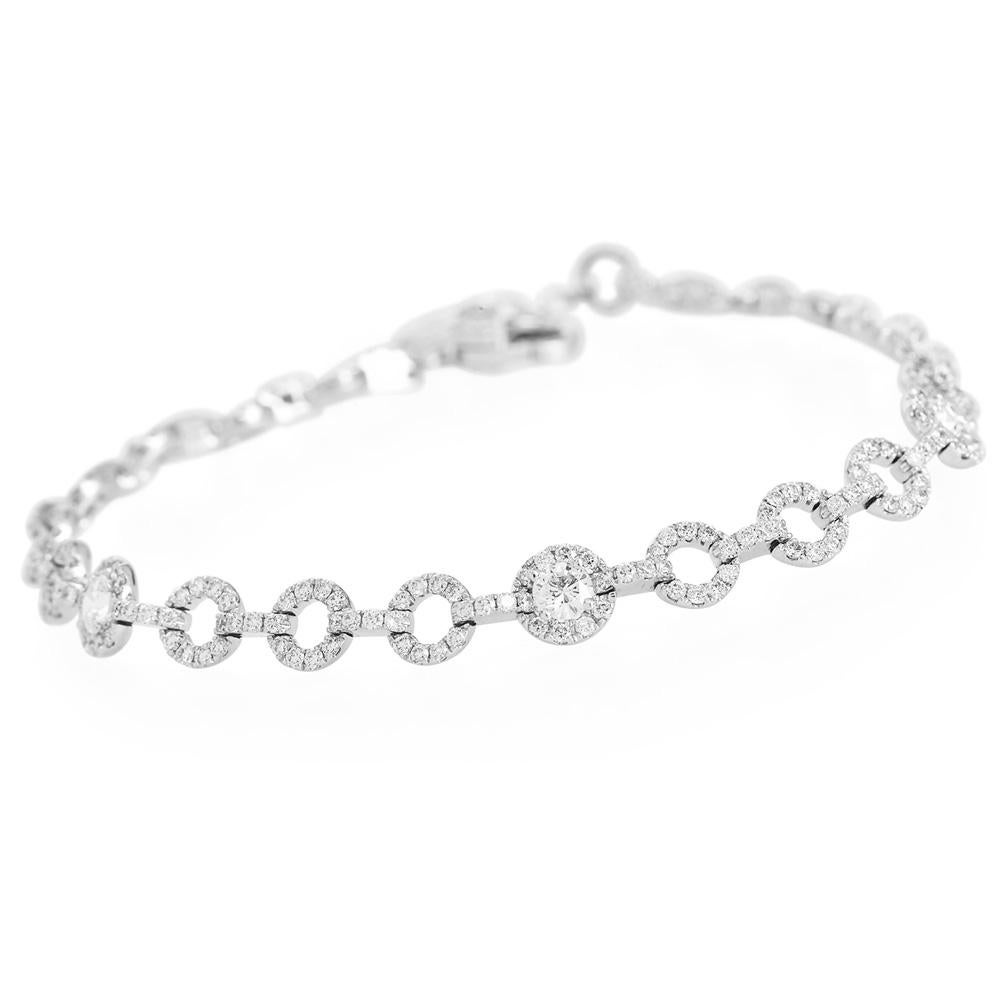 Contemporary Natural 3,36 Karat Diamanten 18K Round Link Tennisarmband im Zustand „Hervorragend“ im Angebot in Miami, FL