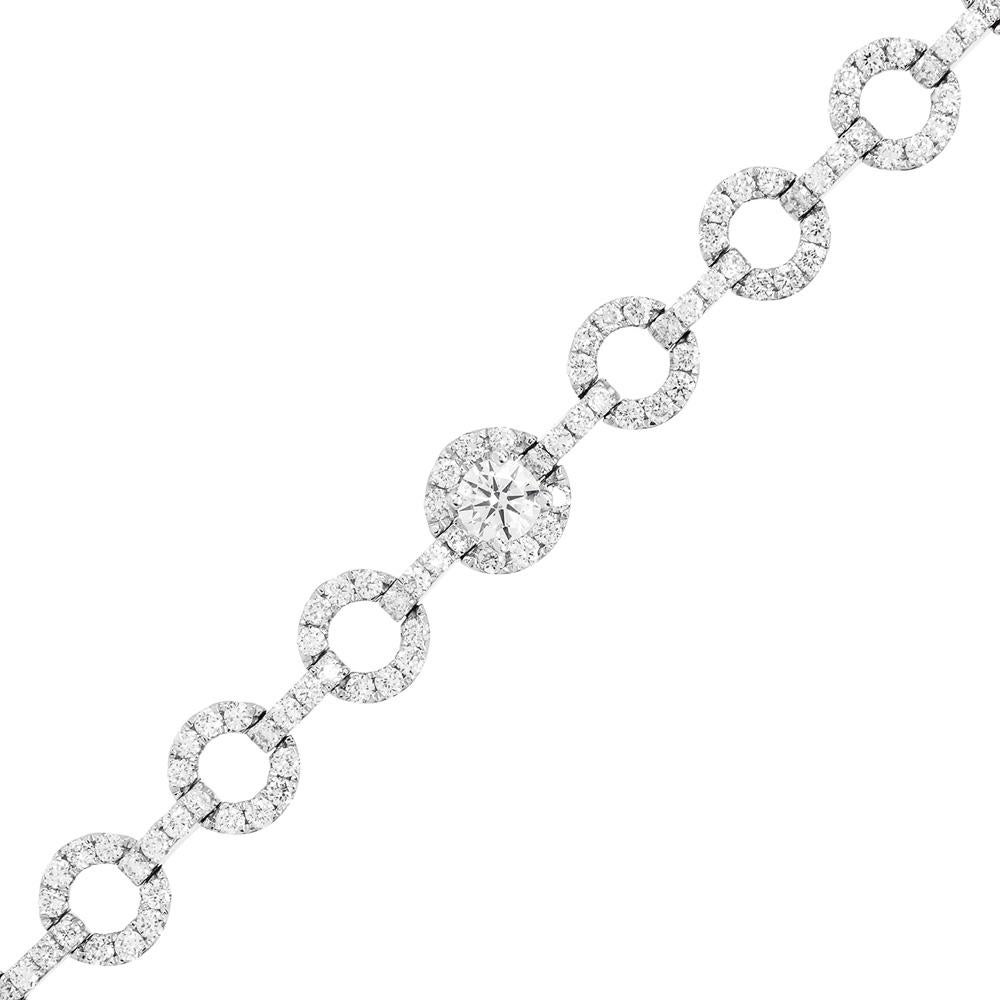Contemporary Natural 3,36 Karat Diamanten 18K Round Link Tennisarmband für Damen oder Herren im Angebot