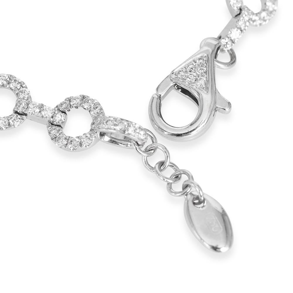 Contemporary Natural 3,36 Karat Diamanten 18K Round Link Tennisarmband im Angebot 2