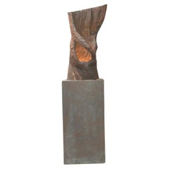 Contemporary Natural Black Pine floor lamp with Green Patina Copper Base