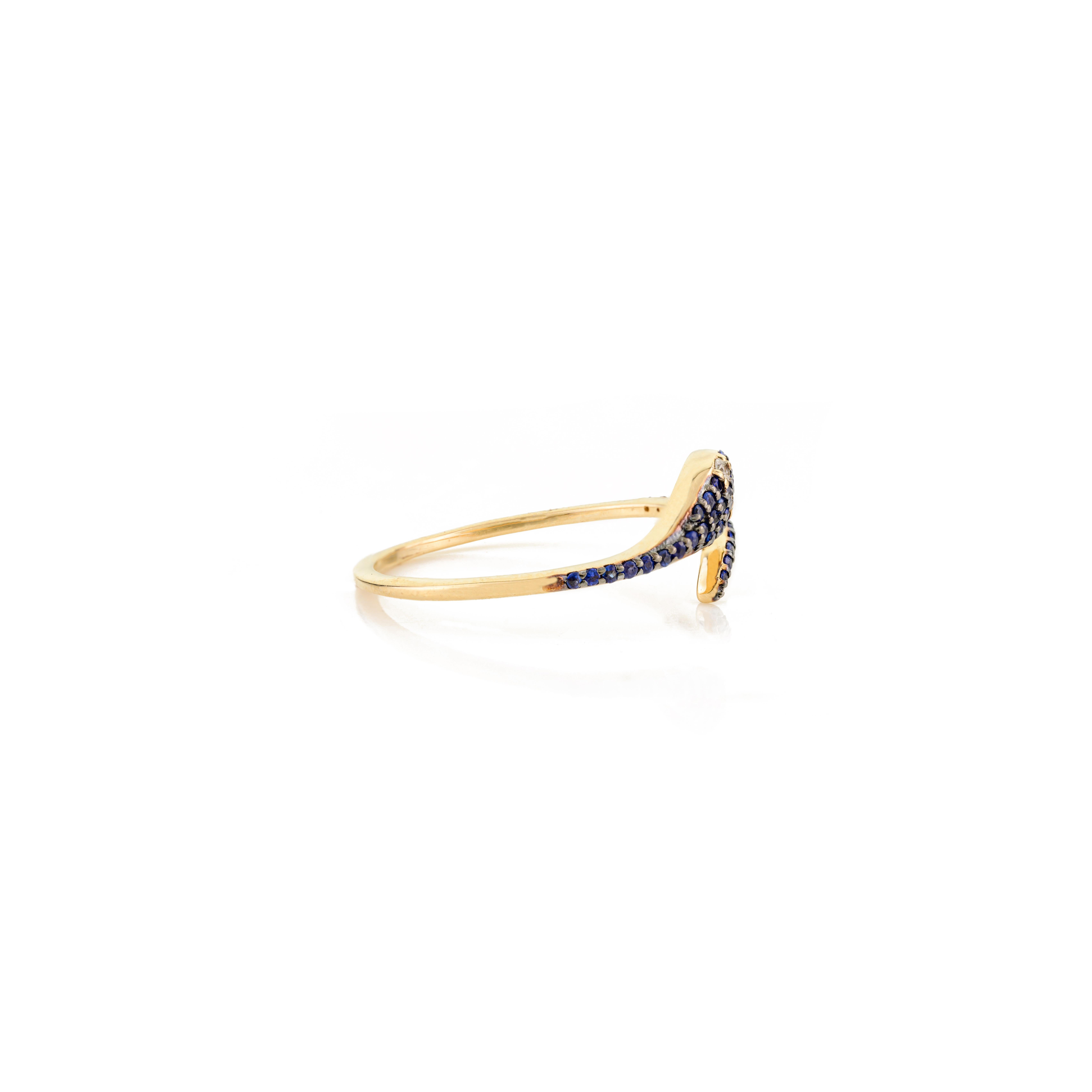 Im Angebot: Contemporary Natural Blue Sapphire & Diamond Thin Snake Ring in 14k Weißgold () 7