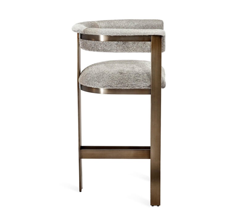 Contemporary Natural Hide Counter Stools in Bronze Frame For Sale at 1stdibs