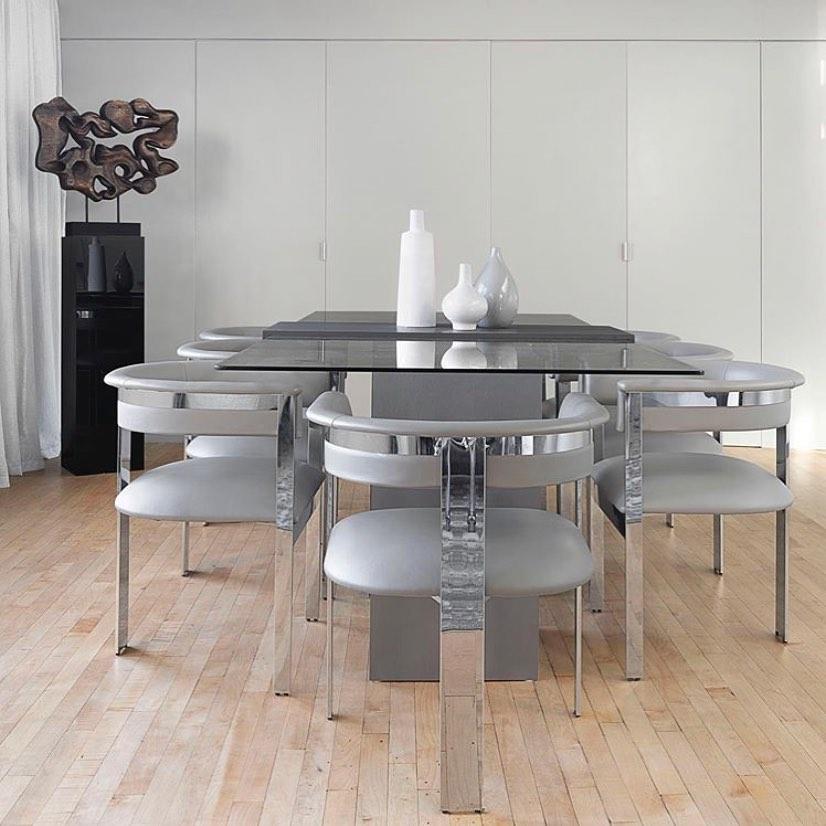 Contemporary Natural Hide Dining Chairs in Polished NIckel / 8 Chairs 1