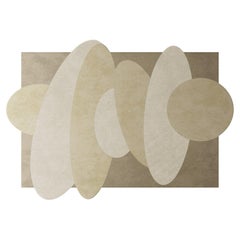 Modern Customizable Organic Irregular Shaped Rug Abstract Pattern Beige Shades