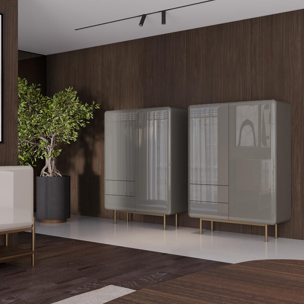 Vitrina Contemporánea de Roble Natural con Cajones de Almacenamiento Portugués en venta