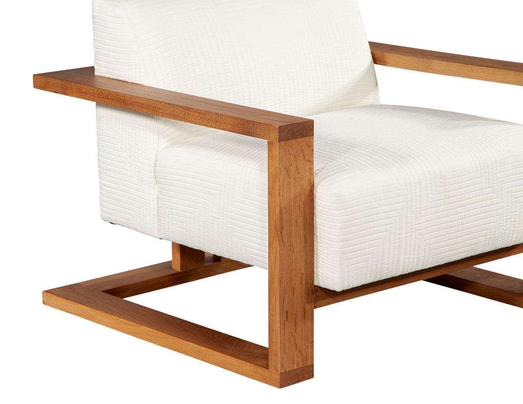 Fabric Contemporary Natural Oak Lounge Chair by Ellen Degeneres Parkdale Chair For Sale