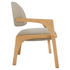Contemporary natural oak taupe bouclé Arches dining chair by InsidherLand