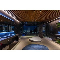 Tappeto Design Pura Seta Blu Forma Organica de Deanna Comelllini 180x190 cm