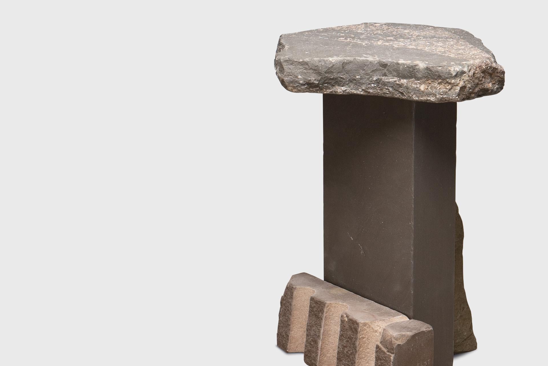 Contemporary Natural Side Table 2, Graywacke Offcut Stone, Carsten in Der Elst For Sale 1