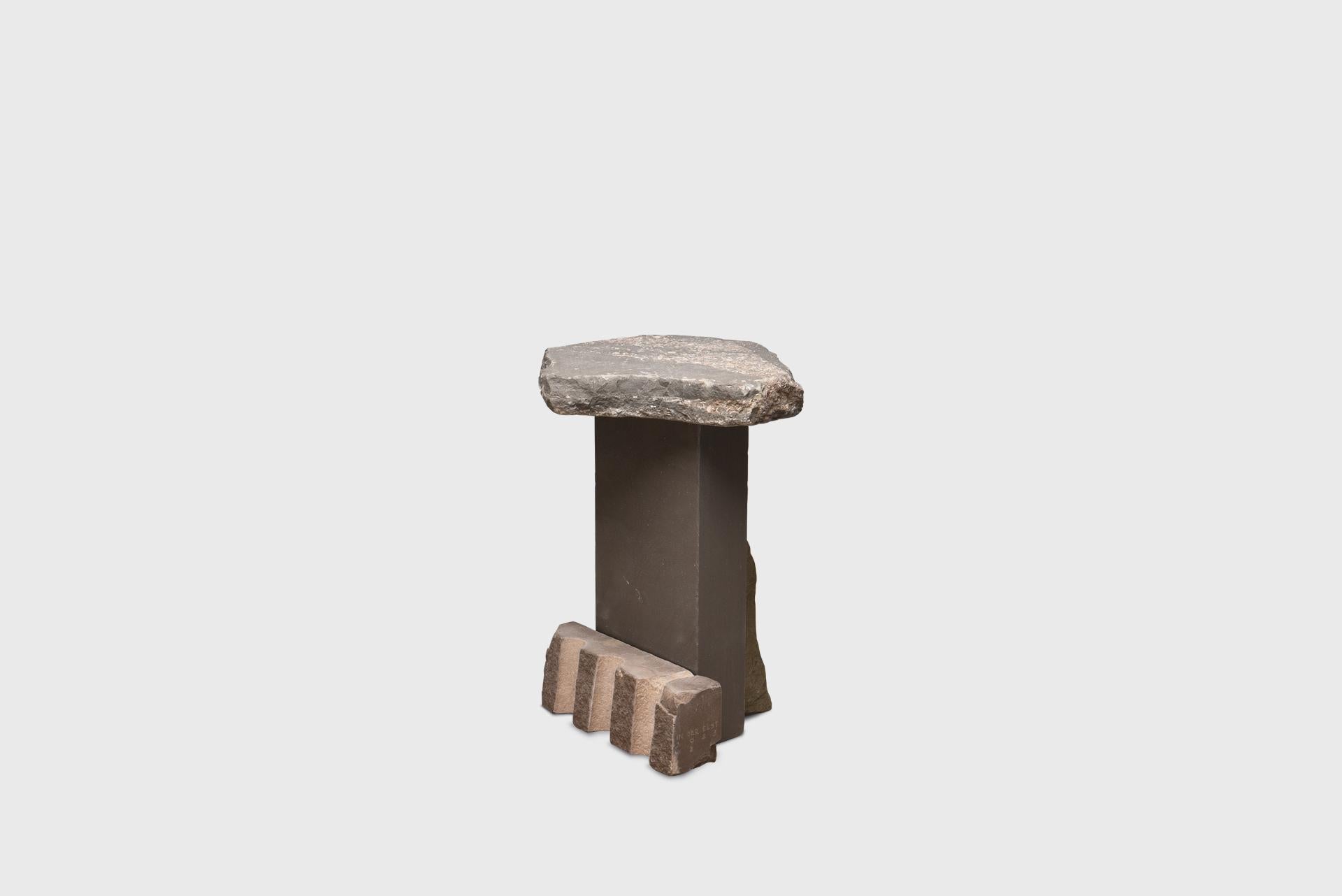 Contemporary Natural Side Table 2, Graywacke Offcut Stone, Carsten in Der Elst For Sale 2