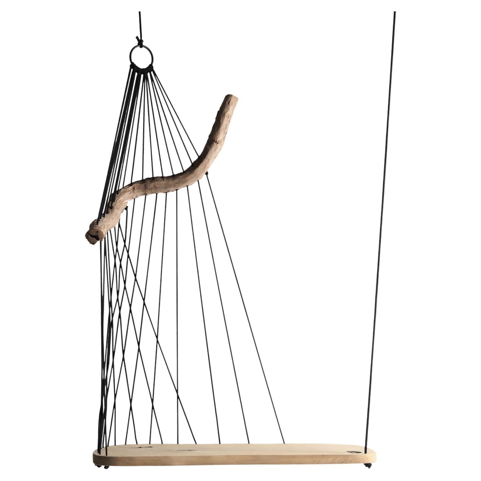 Moderne natürliche Holzbank / Swing, schwebende Divan von Chiel Kuijl für Wdstck im Angebot