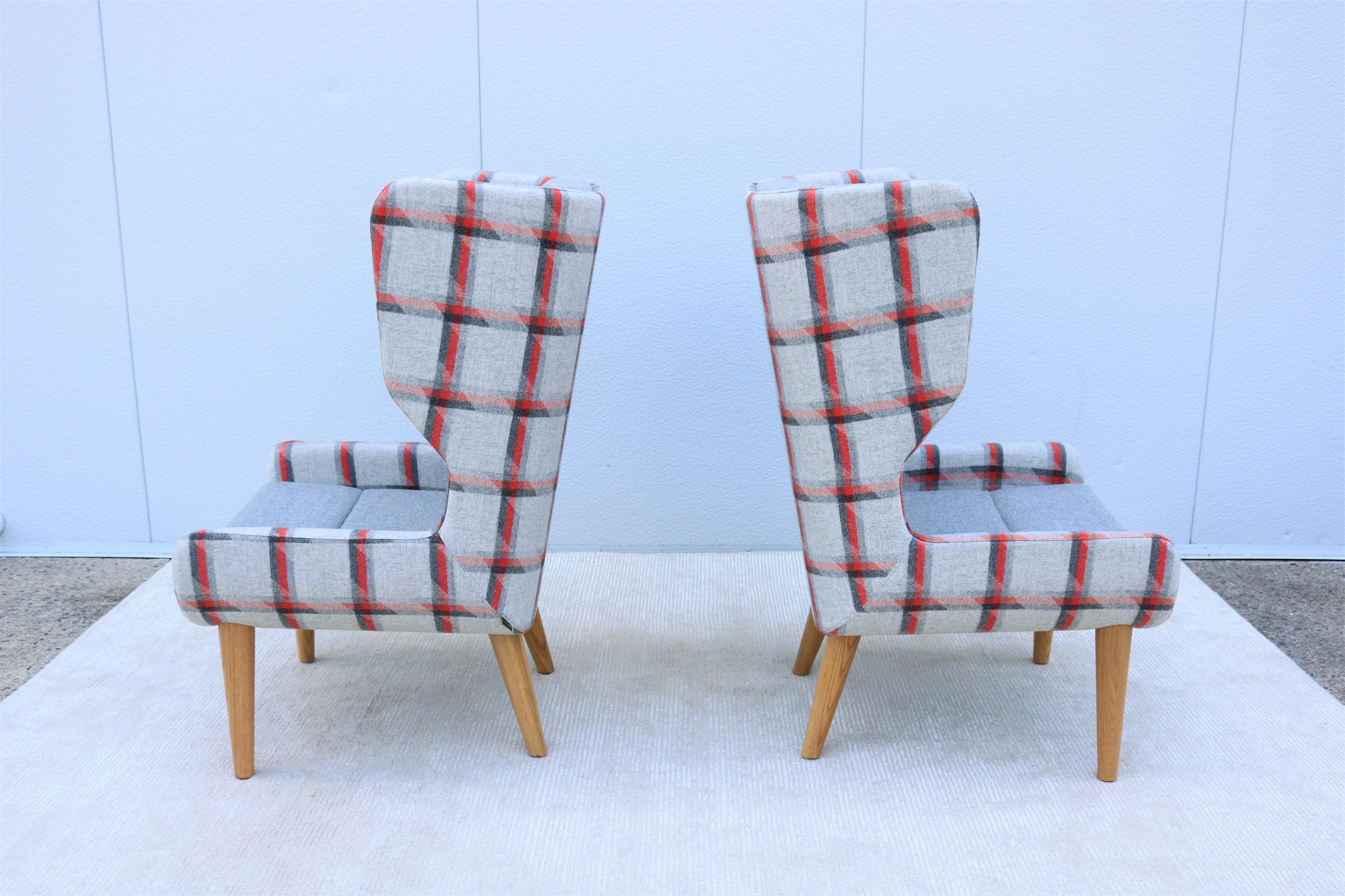 Contemporary Naughtone für Herman Miller Hush Lounge Sessel mit hoher Rückenlehne, Paar (Stahl) im Angebot