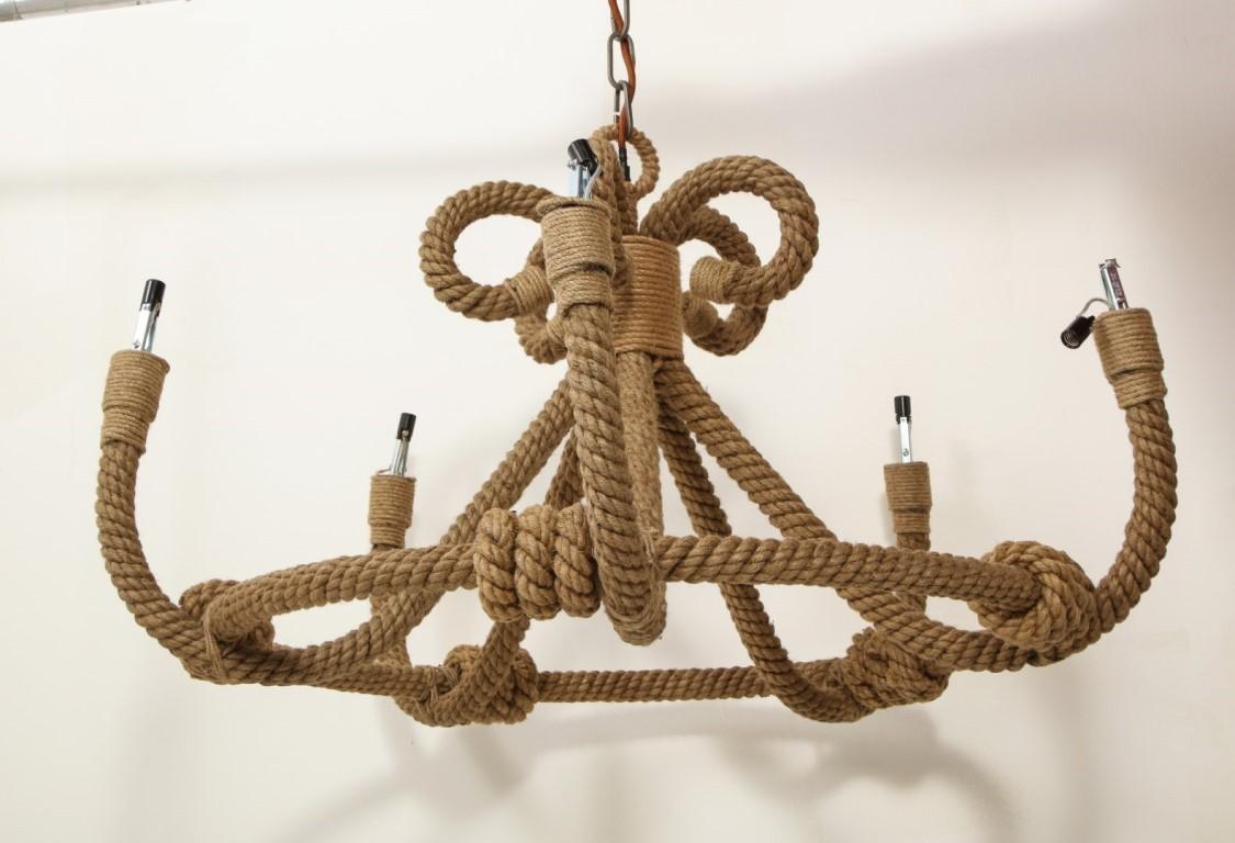 Contemporary Nautical Jute Rope Pendant Light Fixture In Good Condition In Chicago, IL