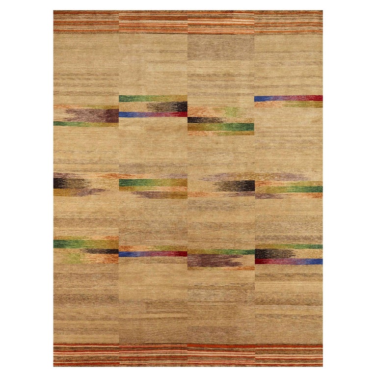 Sand Geometric Rug Contemporary Navajo-Sand Geometric Wool and Silk Rug by Doris Leslie ...
